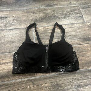 Victoria Secret Black Cheetah Print Front Zip 36C (095)